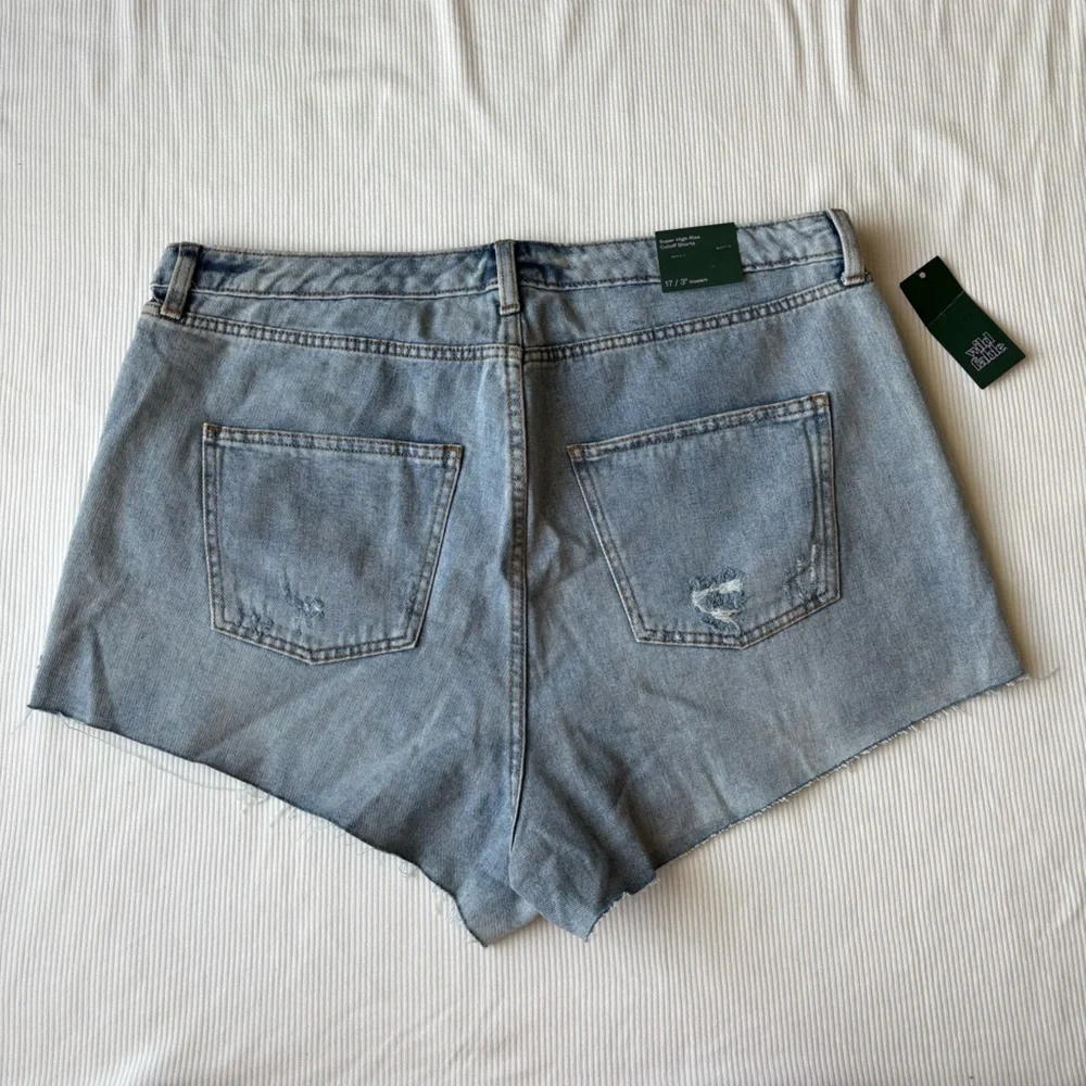 Super High-Rise Cutoff Jean Shorts 4 Button Fly Medium Wash Denim Wild Fable